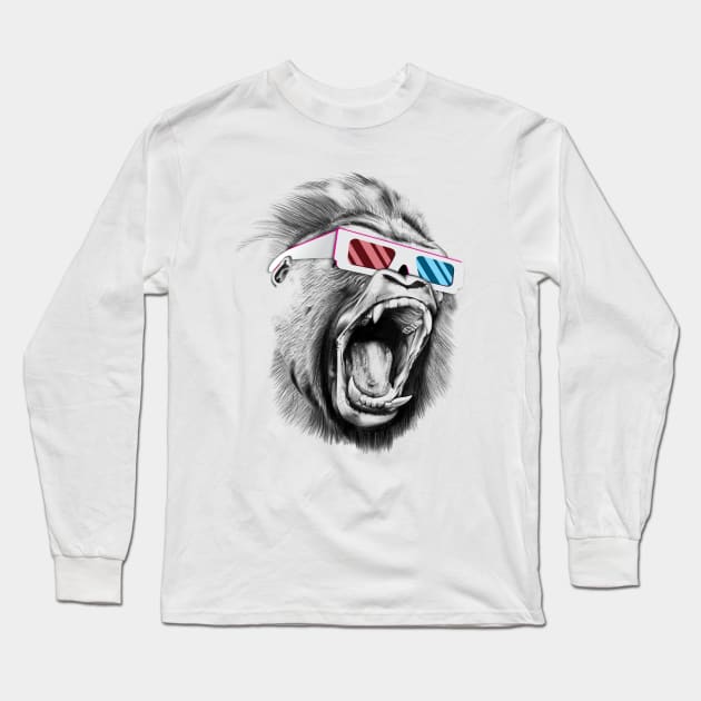 Gorilla 3D Glass Long Sleeve T-Shirt by Hmus